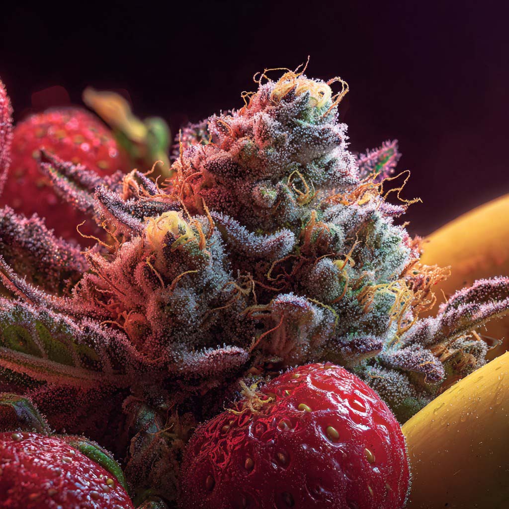 ดอกกัญชา Strawberry Banana strainสายพันธุ์ Hybrid THC 27% กลิ่นสตรอว์เบอร์รี่และกล้วย