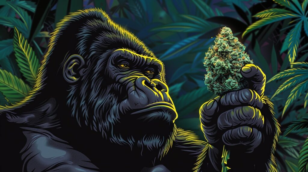 กอริลล่ากับดอกกัญชา Gorilla Punch ภาพประกอบสายพันธุ์กัญชา