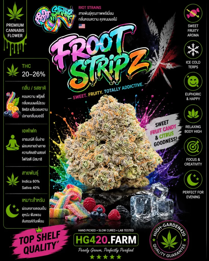 Froot Stripz strain ดอกกัญชาสายพันธุ์ Froot Stripz | High-garden420