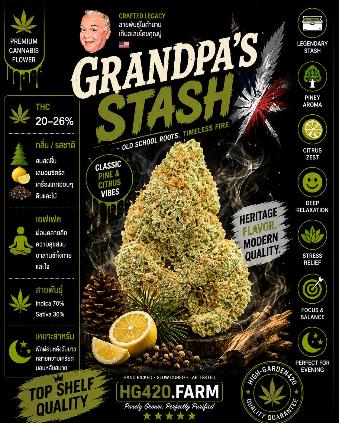 Grandpa’s Stash strain ดอกกัญชาสายพันธุ์ Grandpa’s Stash | High-garden420