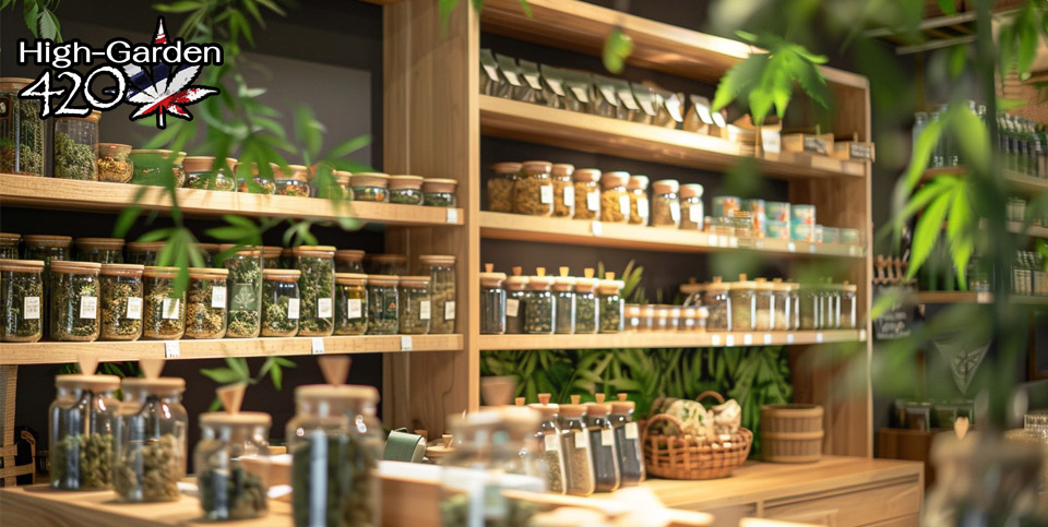 ร้านกัญชาออร์แกนิค บรรยากาศร้าน High-garden420 ภายในตกแต่งด้วยไม้และดอกกัญชาเกรดพรีเมียม
