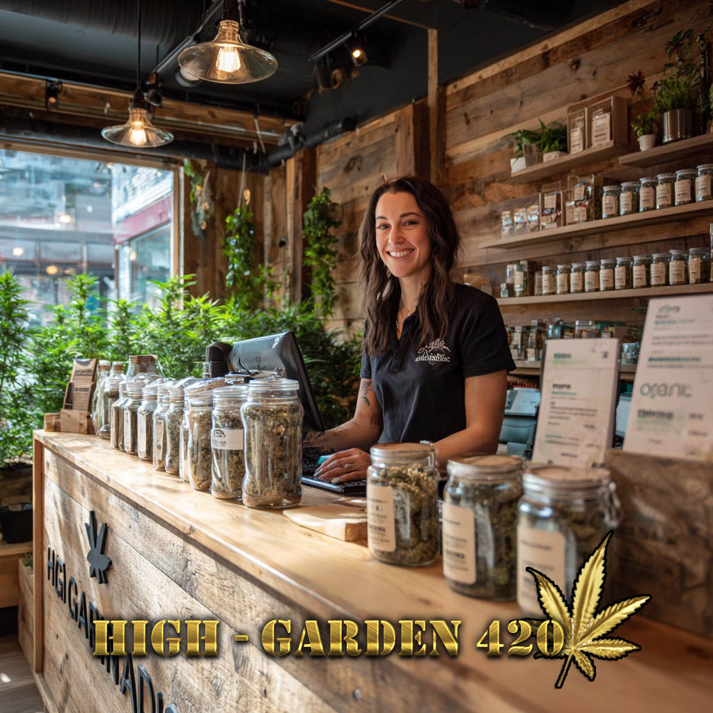 พนักงานร้านขายกัญชาออร์แกนิค High-Garden420 ให้คำแนะนำลูกค้าภายในร้าน บรรยากาศอบอุ่นและเป็นกันเอง